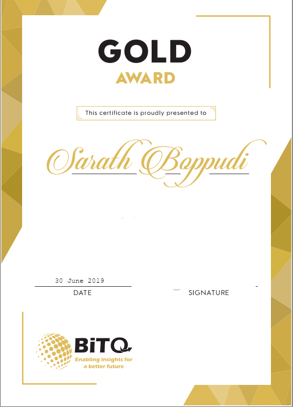 BiTQ Award 2019 | Sarath Boppudi